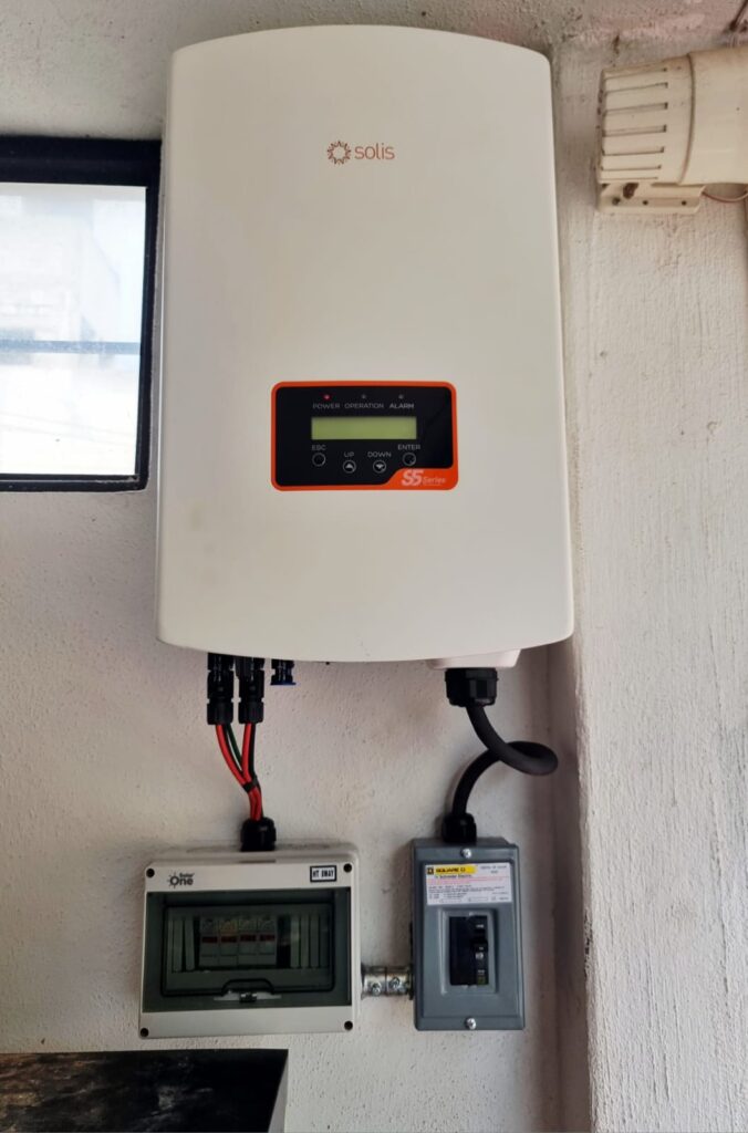 Solis solar inverter installed by Energias RGM as part of a residential photovoltaic solar energy system.